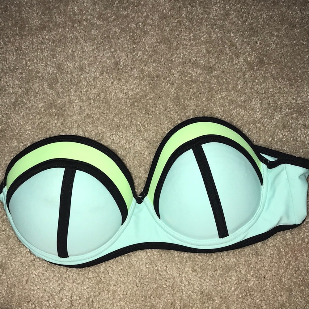turquoise strapless bathing suit